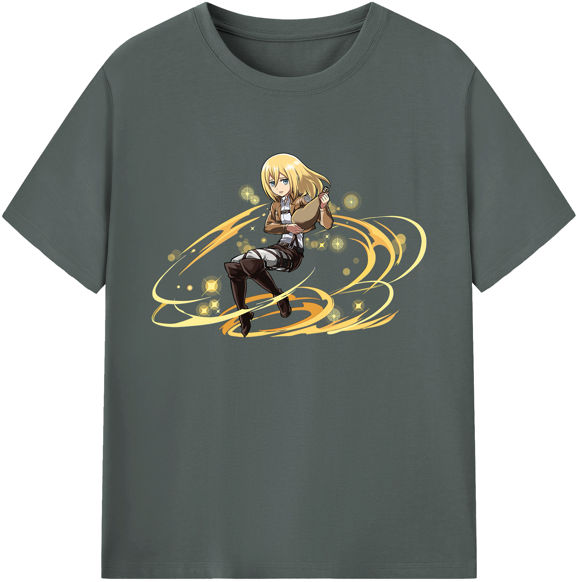 （画像用） 進撃の巨人 クリスタ·レンズ Attack on Titan Christa Lenz 綿100％ メンズ半袖Tシャツ｜肌触りやわらか＆通気性